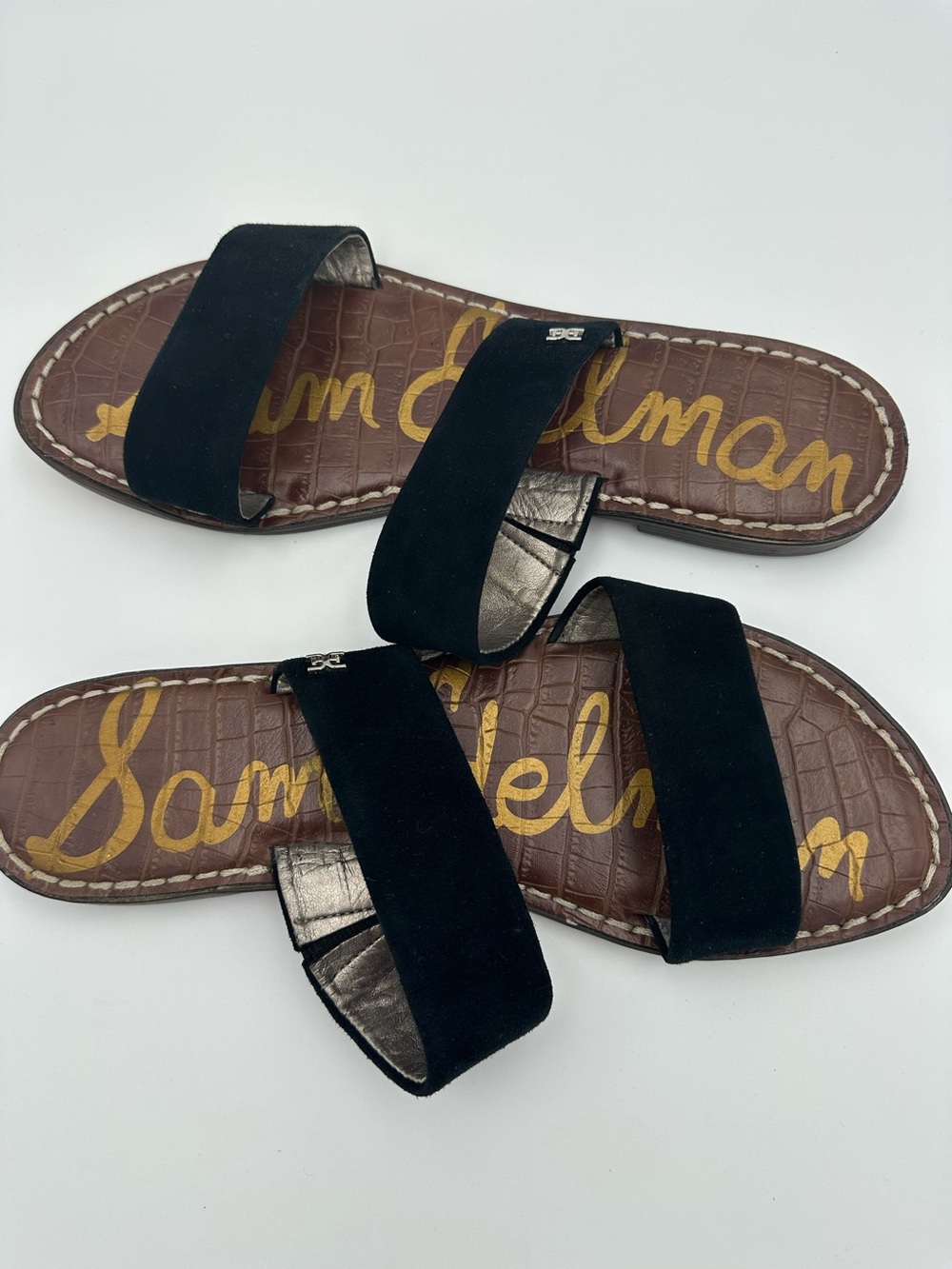 Sam Edelman GALA Black Suede Double Strap Sandals Size 8.5 - Picture 8 of 9